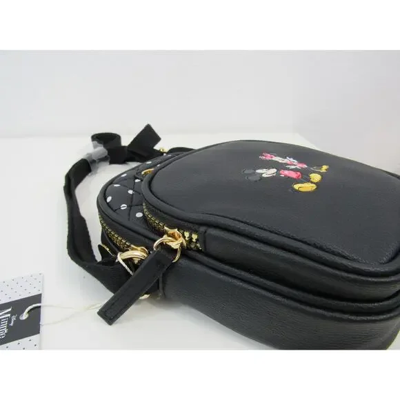 NWT Primark Disney Exclusive Mickey & Minnie Crossbody/Cellphone Bag Black Gold - Picture 2 of 8
